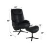 Labotina - Top Grain Leather Accent Chair With Swivel & Ottoman - Black - Image 9