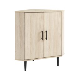 Contemporary 2 Door Mixed-Material Corner Accent Cabinet - Birch