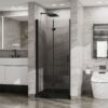 Bifold - Frameless Glass Shower Door 1 / 4" Tempered Clear Glass Pivot Swing Panel - Black - Image 4