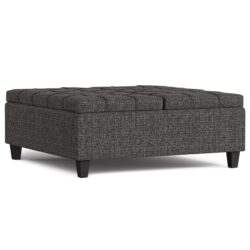 Harrison - Large Square Coffee Table Storage Ottoman - Ebony
