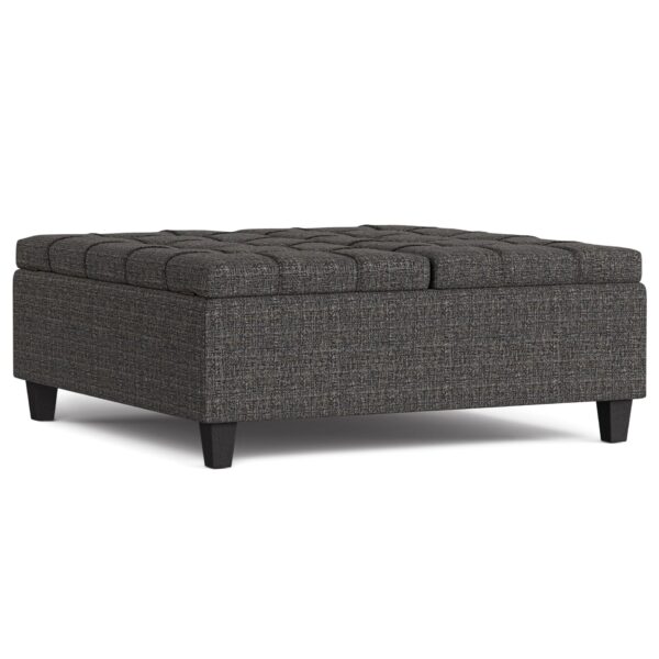 Harrison - Large Square Coffee Table Storage Ottoman - Ebony