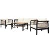 4 Pieces Outdoor Sectional Sofa Set 5 Person Patio Seating Group Outdoor Conversation Set With Cushions And A Coffee Table For Patios, Gardens, Or Balcony - Beige - Image 14
