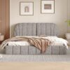 Queen Size Upholstered Platform Bed, Polyester - Gray - Image 11