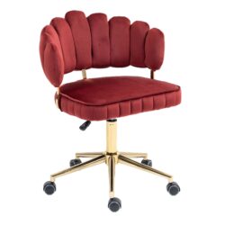 Velvet Home Office Desk Chair, Modern Cute Computer Chair With Swivel Wheels, Height Adjustable - Wine Red