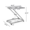 Modern Z Shaped Bar Cart With Tempered Glass Shelves - Silver - Image 4