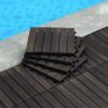Acacia Hardwood Interlocking Deck Tiles, Striped Pattern - Dark Brown - Image 9