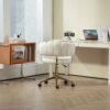 Modern Home Office Desk Chair With Wheels, Swivel, Height Adjustable - Beige - Image 10