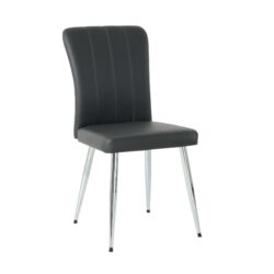 Modern Dining Chair (Set of 4) With Cloth Upholstery And Electroplated Metal Legs - Charcoal Gray