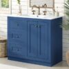 Bathroom Vanity With Ceramic Sink, Bathroom Storage Cabinet With 2 Drawers & Shelf, Freestanding Bathroom Cabinet - Blue - Image 22