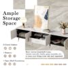 Modern TV Stand & 2 Cabinets & Open Compartments, Entertainment Center For Tvs Up To 80'', Television Console For Living Room - White / Black - Image 6