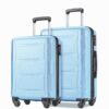 Expanable Spinner Wheel 2 Piece Luggage Set ABS Lightweight Suitcase With Tsa Lock 20" / 24" - Light Blue - Image 3