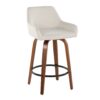 Daniella - Contemporary Fixed Height Counter Stool With Swivel With Round Footrest (Set of 2) - Walnut / Cream - Image 2