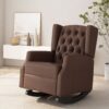 Amedou - Contemporary Tufted Wingback Rocking Chair - Dark Brown - Image 5