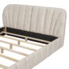 Queen Size Upholstered Platform Bed, Polyester - Beige - Image 6