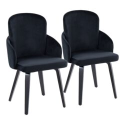 Dahlia - Contemporary Dining Chair (Set of 2) - Gold / Black - Velvet