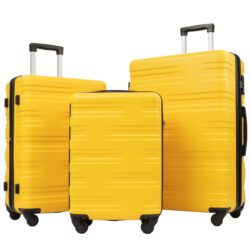 Hardshell Luggage Sets 3 Pieces Spinner Suitcase With Tsa Lock Lightweight 20" 24" 28" - Yellow