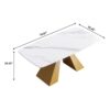 Modern Artificial Stone Curved Metal Leg Dining Table, Can Accommodate 6-8 People - White / Gold - Image 12
