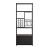 82.7" Industrial Standing Wine Rack With Glass Rack Tall Freestanding Floor Bar Cabinet - Walnut / Black - Image 14