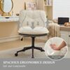 Oversize Seat Cirss Cross Chair With Wheels, Elegant Design Computer Chair, Adjustable Height 360 Degree Rolling Swivel Home Office Chair For Small Space, Dressing Room, Living Room - Dark Gray / White - Image 3