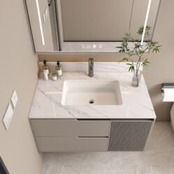 Bianco Carrara Venato 37" Marble Vanity Top With Pre Drilled Faucet Hole And Undermount Sink - White