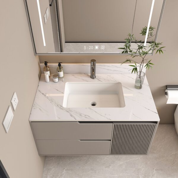 Bianco Carrara Venato 37" Marble Vanity Top With Pre Drilled Faucet Hole And Undermount Sink - White
