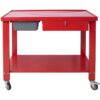 Transmission Teardown Work Station 1 / 2 Ton Capacity Sloping Drain Table Locking Drawer Removable Drain Basin Full-Width Lower Shelf Four 4" Caster Wheels - Red - Image 7