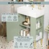 Bathroom Vanity, Combo Cabinet, Bathroom Storage Cabinet, Single Ceramic Sink, Right Side Storage - Green - Image 5