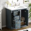 Bathroom Vanity With Ceramic Sink Combo, Frame Bathroom Storage Cabinet, Freestanding Vanity Set With 3 Drawers & Soft Closing Doors - Blue - Image 24