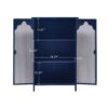 2 Doors Metal Storage Cabinet Display Cabinet With Glass Doors Metal Kitchen Sideboard Buffet Cabinet Glass Storage Cabinet For Dining Room Living Room Bedroom - Dark Blue - Image 3