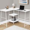 Computer Desk, Home Office, Corner, Storage Shelves, L-Shape, Work, Laptop, Contemporary, Modern - White - Image 3