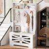 Entryway Bench With Coat Rack, 3 In 1 Design And Adjustable Shelves, Hall Tree With 7 Hooks For Entrance, Living Room - White - Image 3