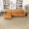 Allison - Left Facing Leather Sectional Sofa - Tan - Image 8