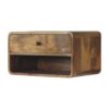 Large Floating Curve Open Slot Bedside Table - Beige - Image 2