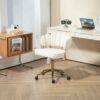 Modern Home Office Desk Chair With Wheels, Swivel, Height Adjustable - Beige - Image 2