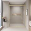 Double Sliding Shower Door, Semi Frameless Bypass Bathroom Sliding Door With 1 / 4" (6Mm) Tempered Glass For Walk In Shower - Brushed Gold - Image 2