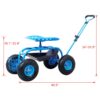 Refurbished Rolling Garden Scooter Cart With 360 Swivel Seat And Tool Tray - Blue - Image 3