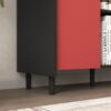 Modern Sideboard Buffet Cabinet With Doors And Unique Panel Styling - Black / Red - Image 16