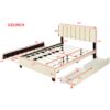 Queen Size Upholstered Platform Bed With 2 Drawers And 1 Trundle, Classic Strip Headboard Design - Beige - Image 11