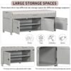 Storage Bench With 3 Shutter-Shaped Doors, Shoe Bench With Removable Cushion And Hidden Storage Space - Gray Wash - Image 5