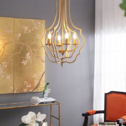 4 Light Chandelier, Hanging Light Fixture With Adjustable Chain For Kitchen, Bulb Not Included - Gold