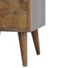 Cube Carved Bedside Table Nightstand - Chestnut - Image 8