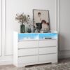 6 Drawer Dresser For Bedroom With LED Lights, Sturdy Frame - White - Image 6