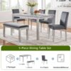 6 Pieces Wooden Dining Table Set, Wooden Dining Table With 4 Upholstered Chairs And Bench For 6 People - Silver Gray - Image 6