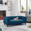 Modern Rectangular Pet Sofa With Backrest And Armrests For Small And Medium Dogs, Soft Cushion - Blue - Image 2