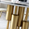 Round Modern Marble Dining Table With 4 Chairs - Golden White - Image 6