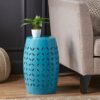 Lilac - Lace Cut Side Table Iron Compact Design - Blue - Image 6
