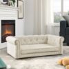 Modern Elegant Rectangle Pet Bed, Durable Elevated Dog Sofa - Beige - Image 2
