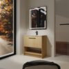 Modern Bathroom Vanity With Ceramic Sink And Soft Closing Doors, 36" Freestanding Cabinet - Oak - Image 5