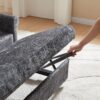 3 In 1 Loveseat Sofa Bed Chenille Fabric Pull Out Couch Sleeper Full Back Frame, Seat Frame, Armrests & 2 Pillows - Dark Gray - Image 8
