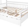 Full Size House Bed With Twin Size Trundle, Kids Bed With Shelf - White - Image 11